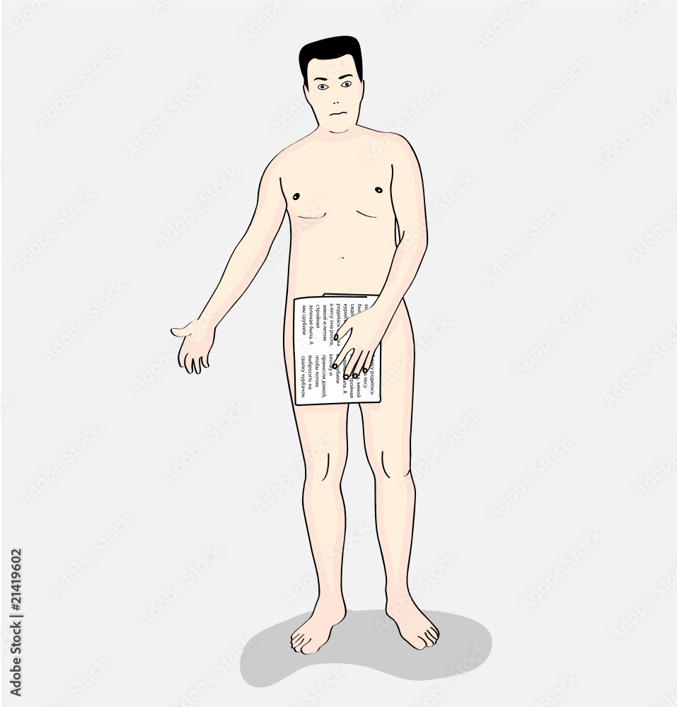 The naked person covered with the newspaper The naked person covered with the newspaper