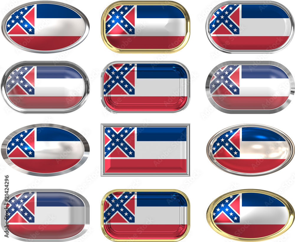 12 buttons of the Flag of Mississippi 12 buttons of the Flag of Mississippi