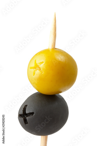 two olives isolated on white