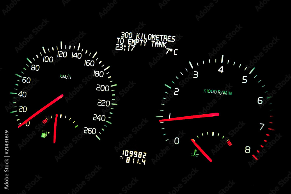 Speedometer at night