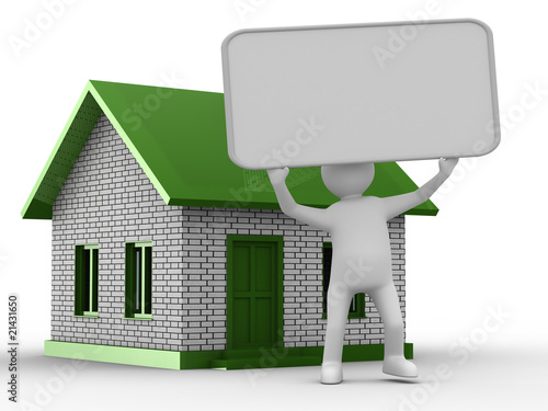 Presentation of new house. Isolated 3D image