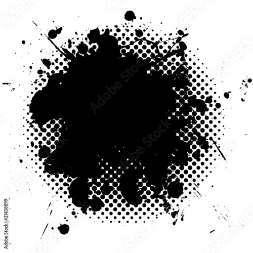 halftone grunge ink splat black