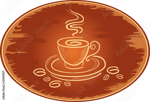 Background with art coffee cup