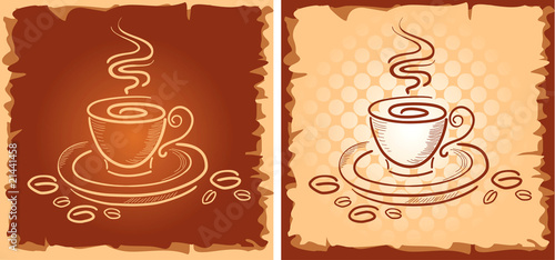 Background with art coffee cup