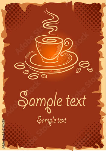 Background with art coffee cup