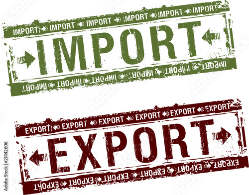 Import and export rubber stamps set