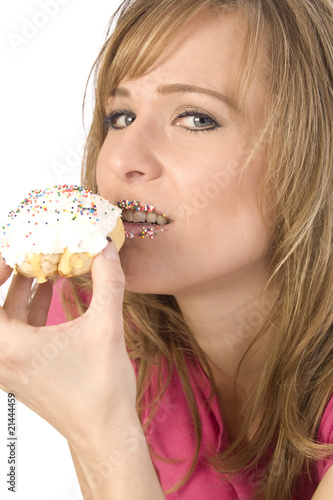 woman eating pastry