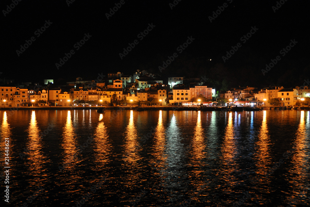 Croatian marina at night