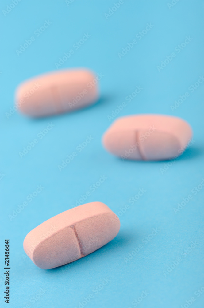 set capsules on blue background set capsules on blue background