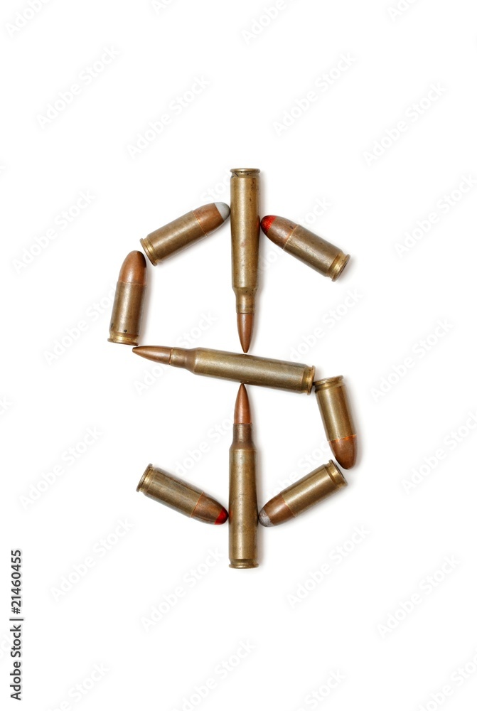 Dollar symbol made of cartridges isolated Dollar symbol made of cartridges isolated