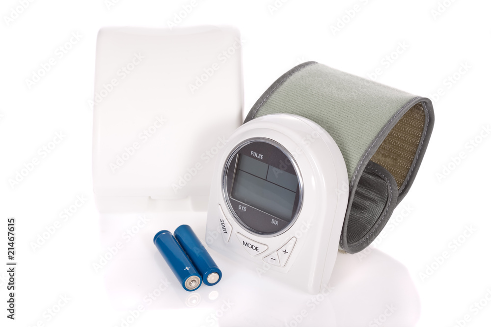 Wrist blood pressure measure equipment isolated on white Wrist blood pressure measure equipment isolated on white