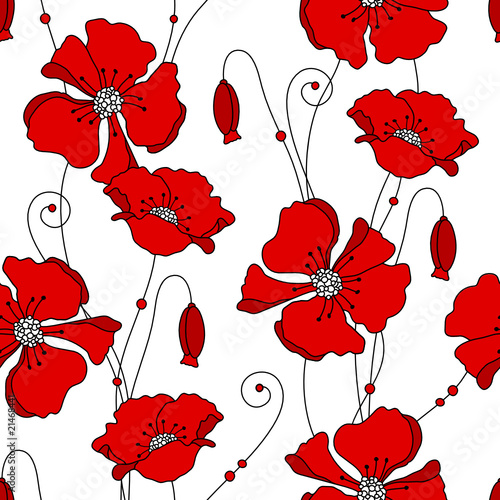 Seamless Pattern Poppies