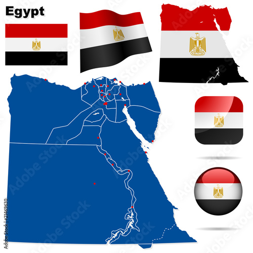 Egypt vector set. Shape, flags and icons.