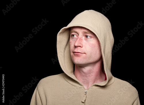 male in a hoodie funky clothes on black