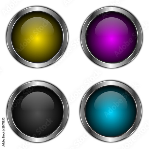 icones boutons colorés fond blanc