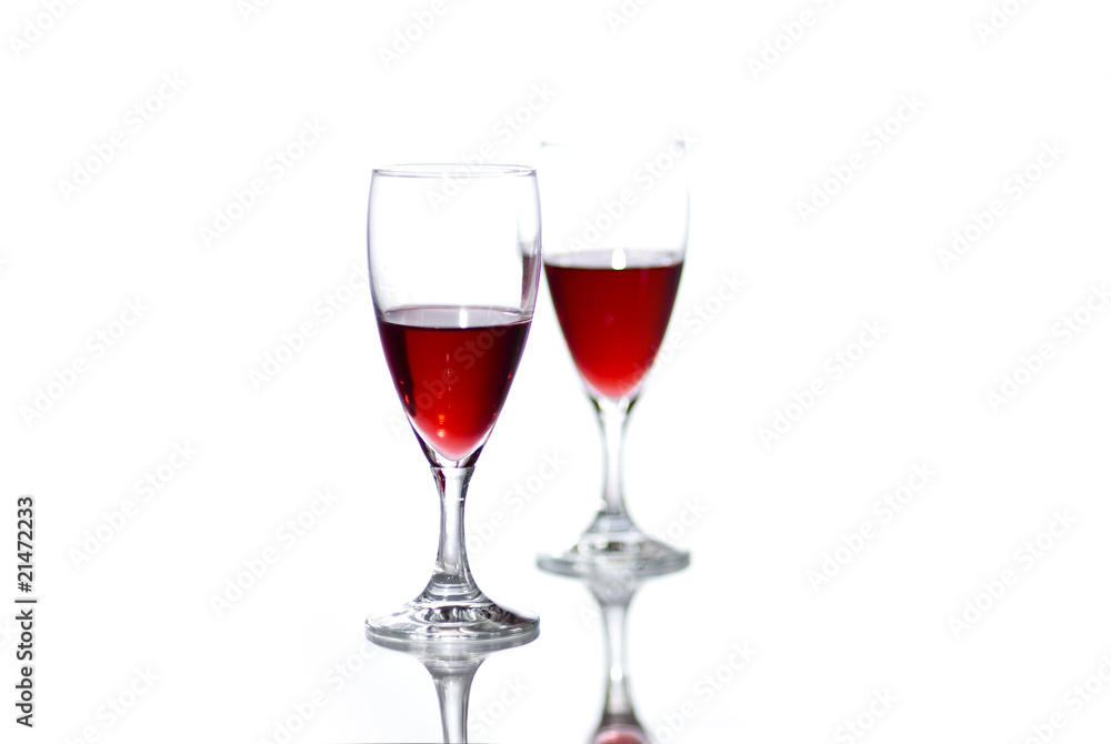 Two glasses of red wine with copy space.