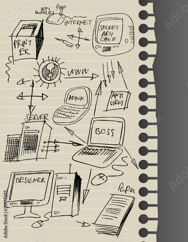 Crazy computer lan illustration, vector