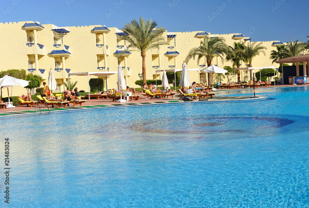 Beautiful resort hotel swimming pool in Egypt