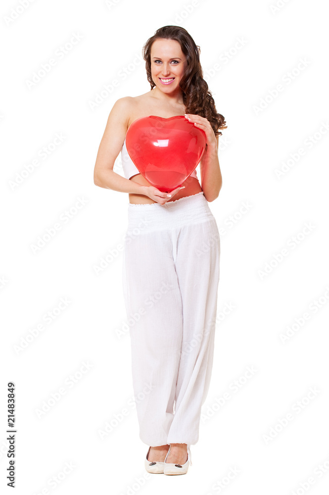 beautiful brunette with red heart beautiful brunette with red heart