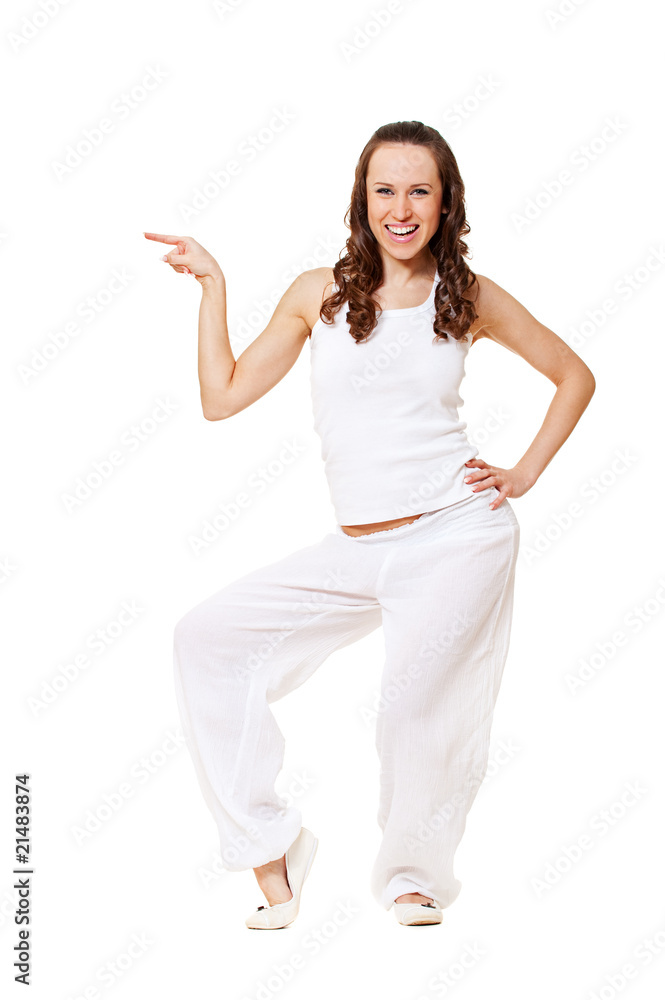 excited happy woman pointing excited happy woman pointing