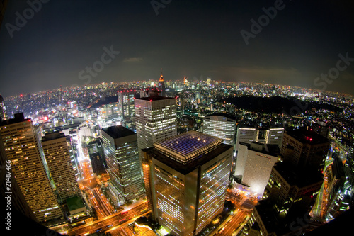 東京　新宿の夜景（魚眼レンズ）