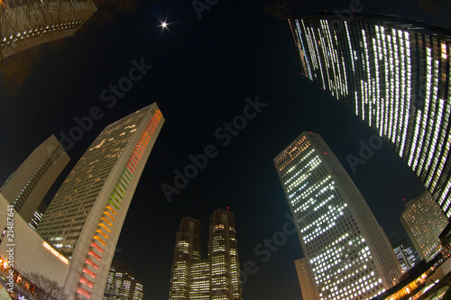 東京　新宿の夜景（魚眼レンズ）