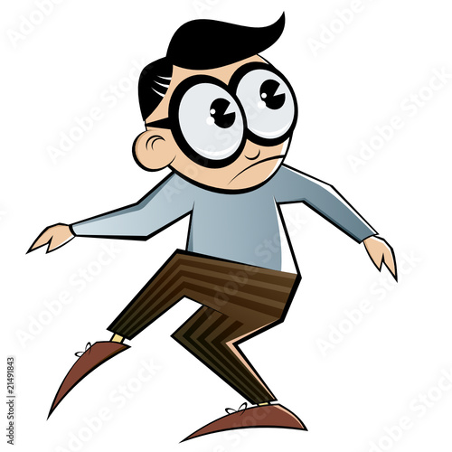 mann cartoon schleichen lustig retro
