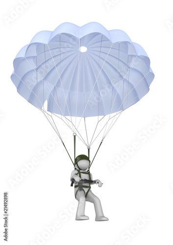 Canvas-taulu Landing paratrooper with rifle
