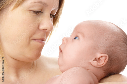 Cute newborn in mother's hands