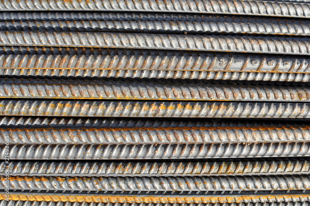 Steel Rebar Background with Construction Copyspace Steel Rebar Background with Construction Copyspace