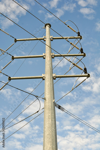 Wallpaper Mural Electric Power Line with Blue Sky and Clouds Torontodigital.ca