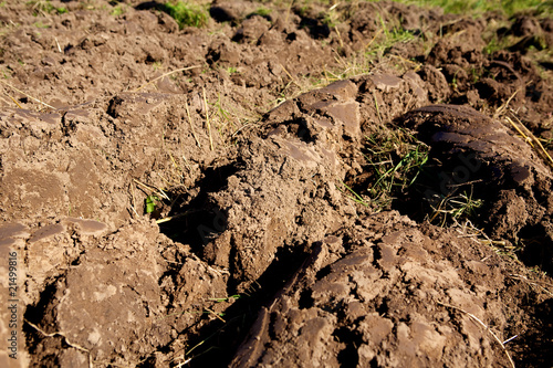 Billede på lærred arable land soil close-up
