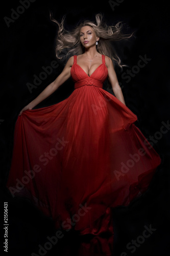 luxury woman in red dress