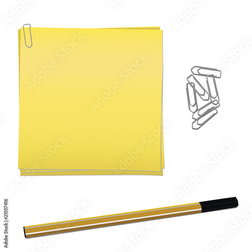 Paper, paperclips and pen vector