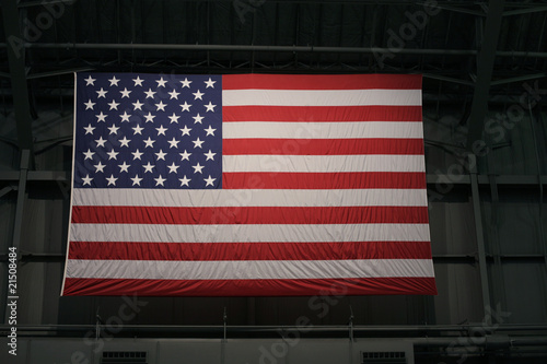 Large American flag in Warehouse