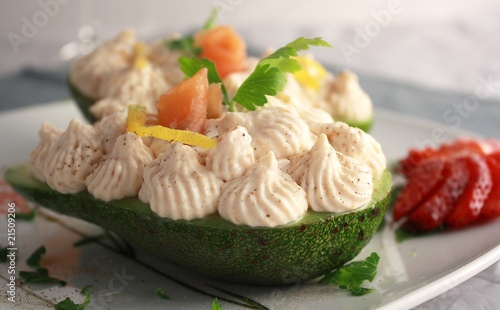 Salmon Cream on Avocado Fruit