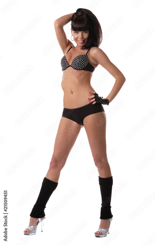 Sexy fashionable passionate model in black underwear