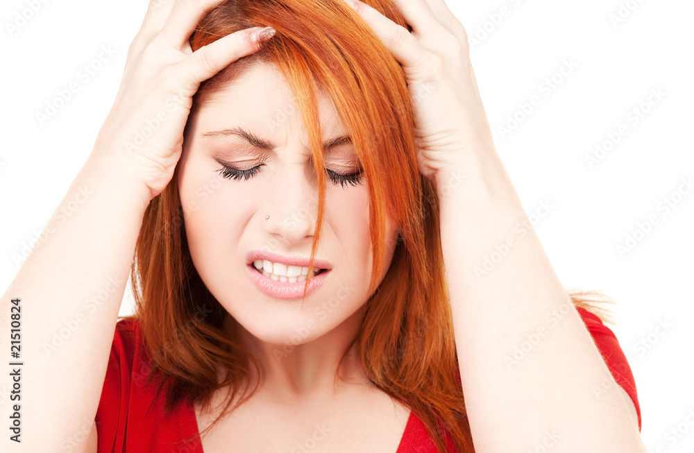 Fototapeta premium unhappy redhead woman