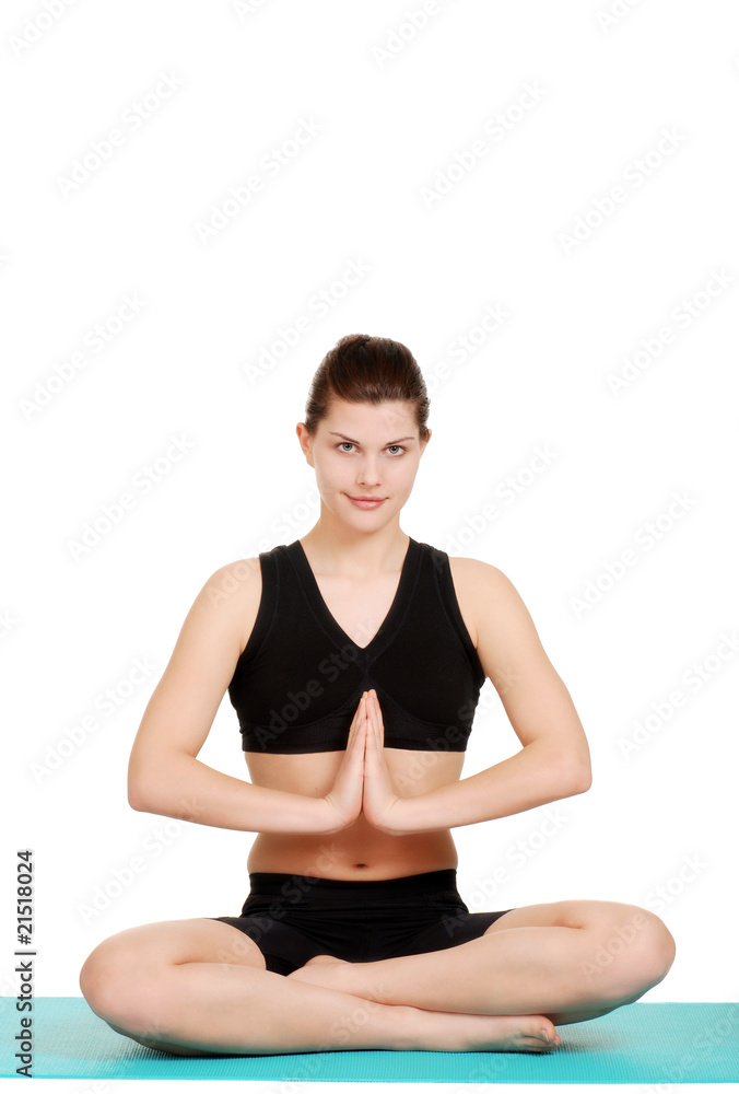 happy young woman doing yoga