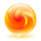 3D crystal, glass sphere vector.