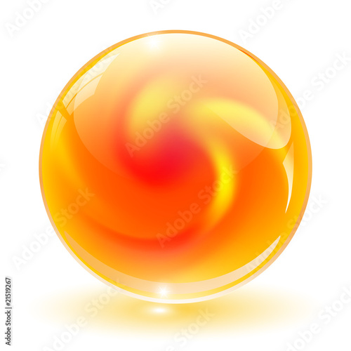 3D crystal, glass sphere vector.