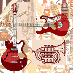 Handdoek met foto Muziekband musical instruments  © Isaxar