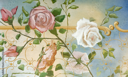 decorative  composition painted in ancient style (detail of flow