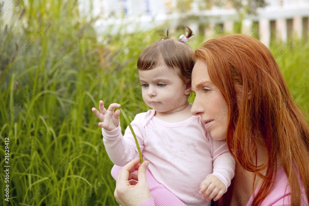 beautiful mother and baby little girl outdoor beautiful mother and baby little girl outdoor