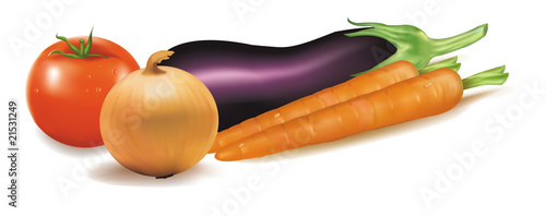 Colorful fresh group of the four vegetables.