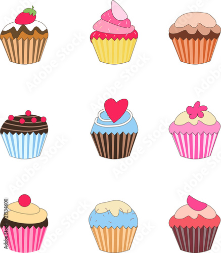 set of cupcake illustration.