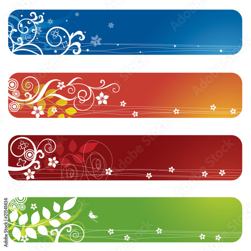 Four floral banners or bookmarks