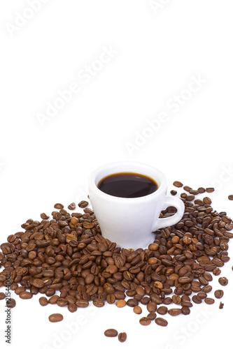 isolated cup and coffee beans