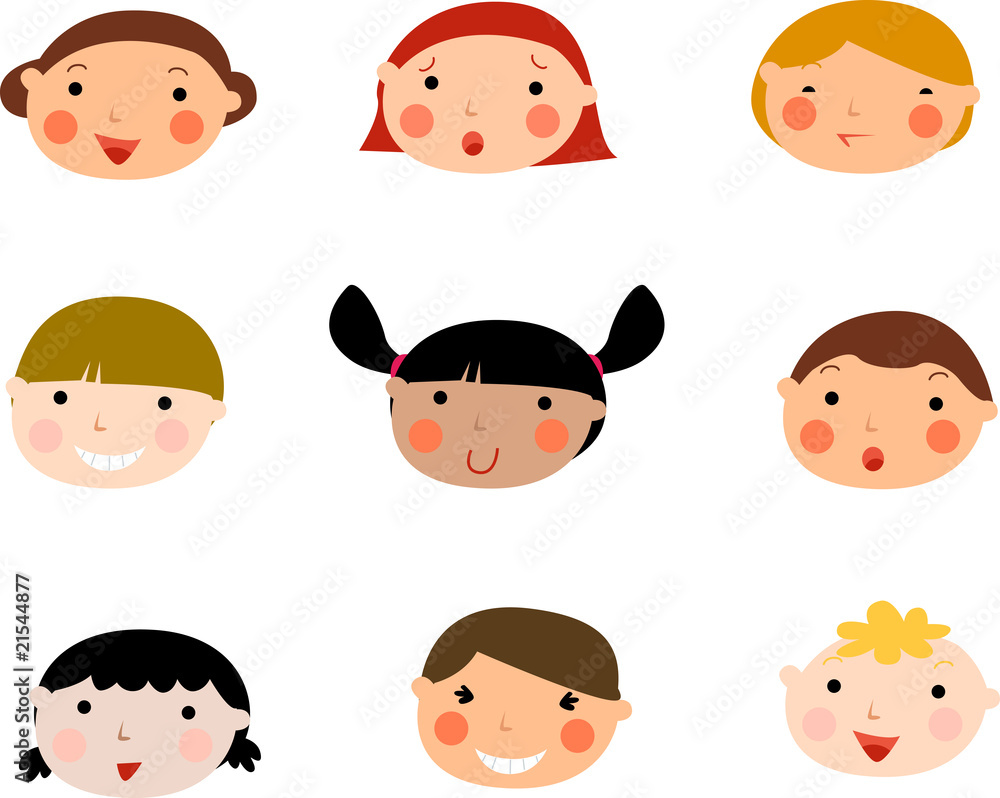Laughing children's faces. Set. Laughing children's faces. Set.