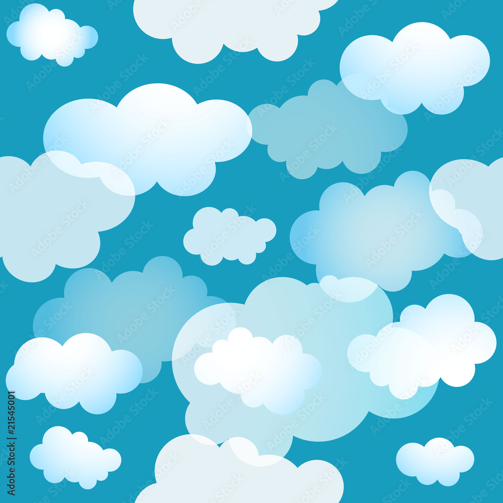 Spring seamless pattern with clouds